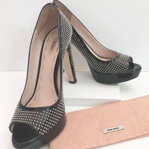 MIU MIU by PRADA Patent Studded Peep Toe